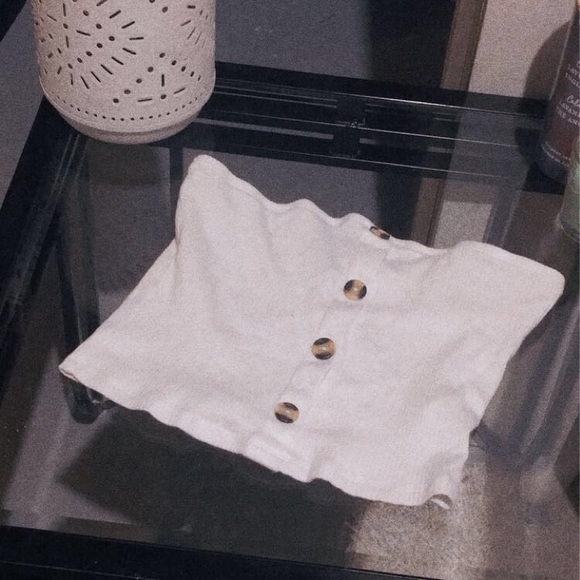 A white tube top with with brown a tan buttons - Picture 3 of 3